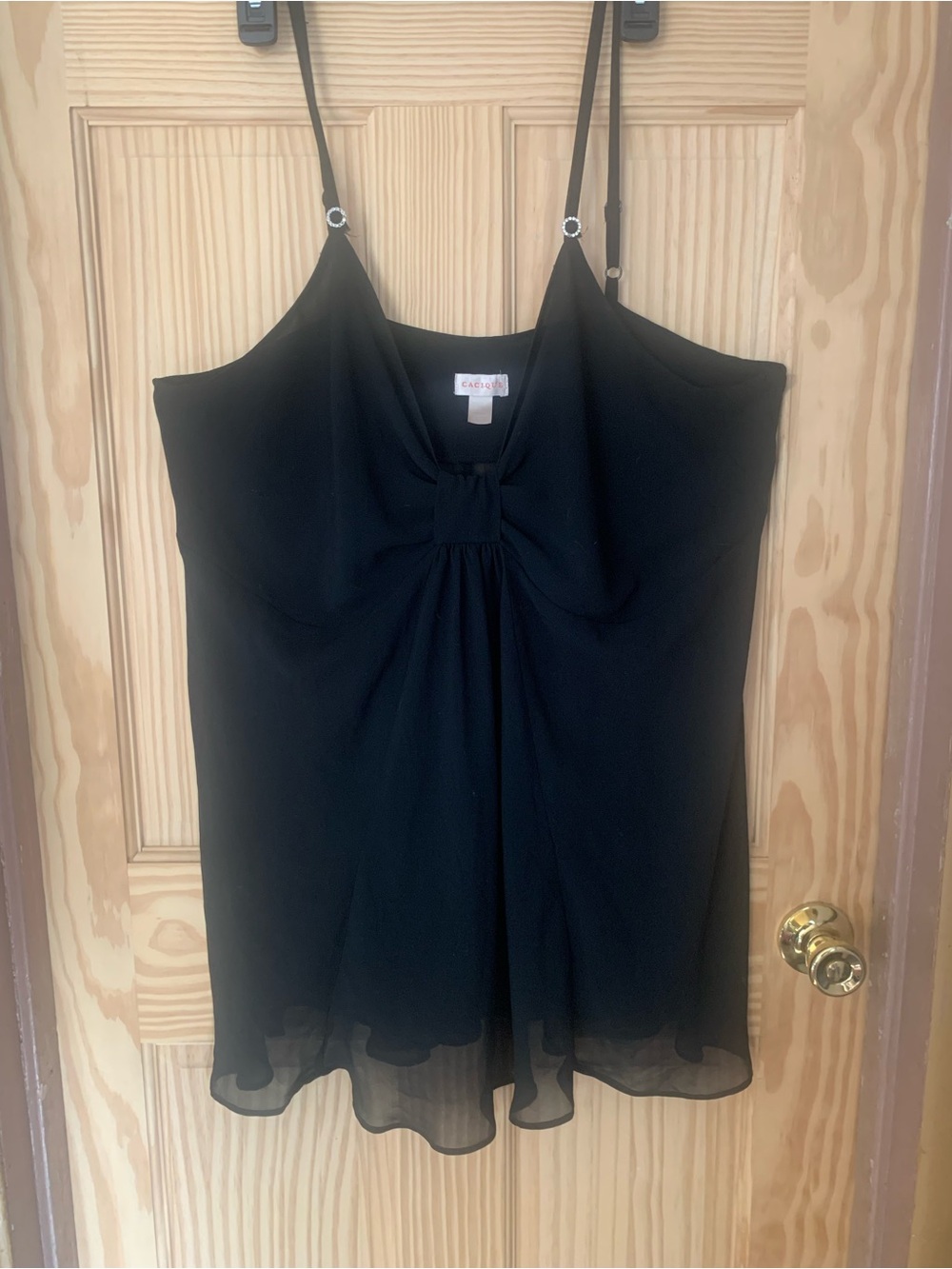 Cacique Black Chiffon Spaghetti Strap Camisole